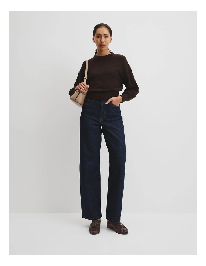 Crop Crew Neck Knit in Cocoa Bean image 3