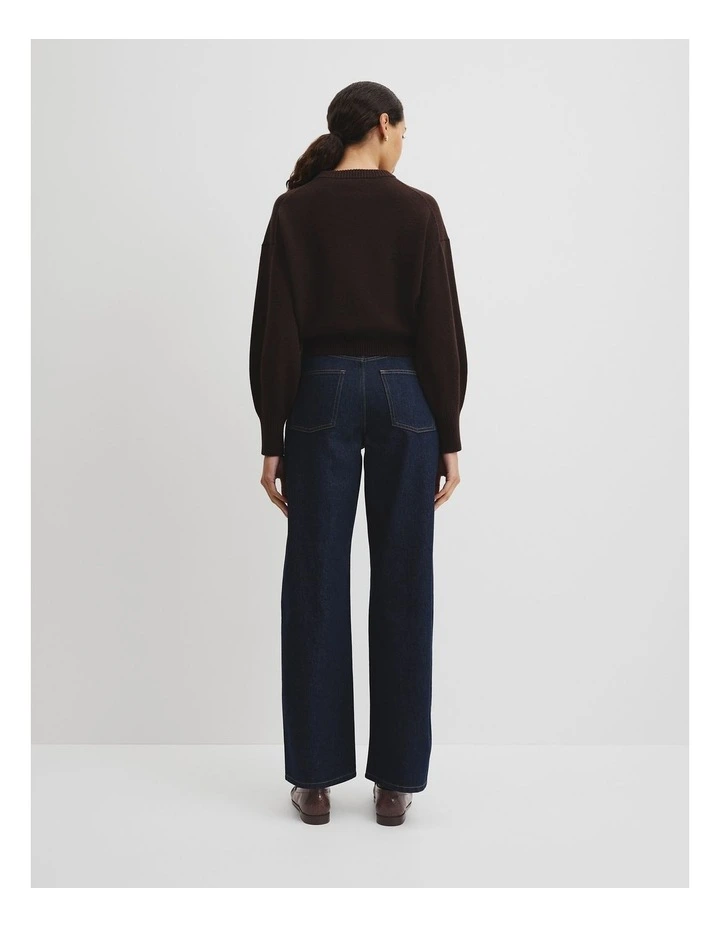 Crop Crew Neck Knit in Cocoa Bean image 4