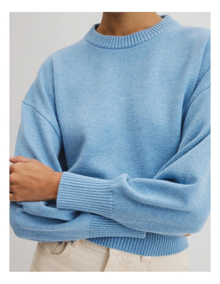 Crop Crew Neck Knit in Storm Blue image 2