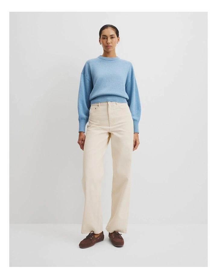 Crop Crew Neck Knit in Storm Blue image 3