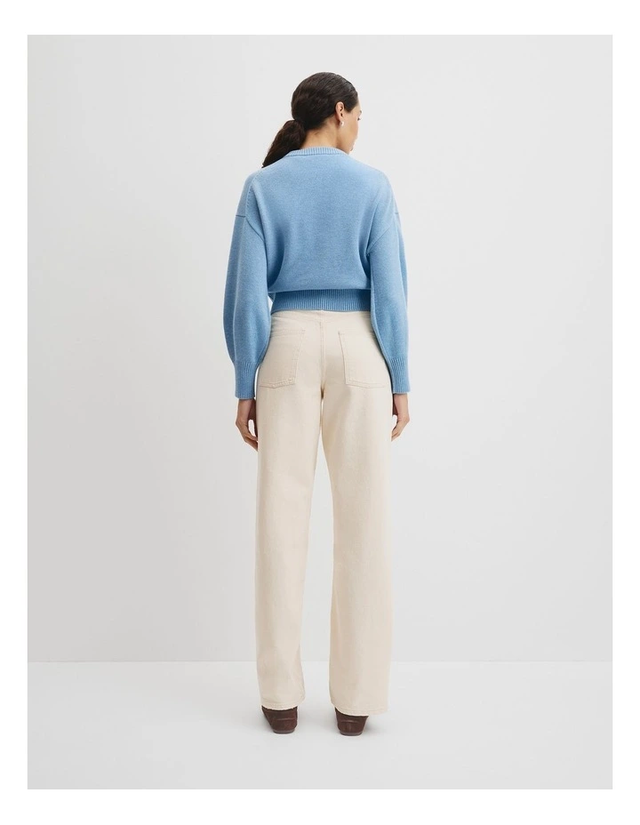 Crop Crew Neck Knit in Storm Blue image 4