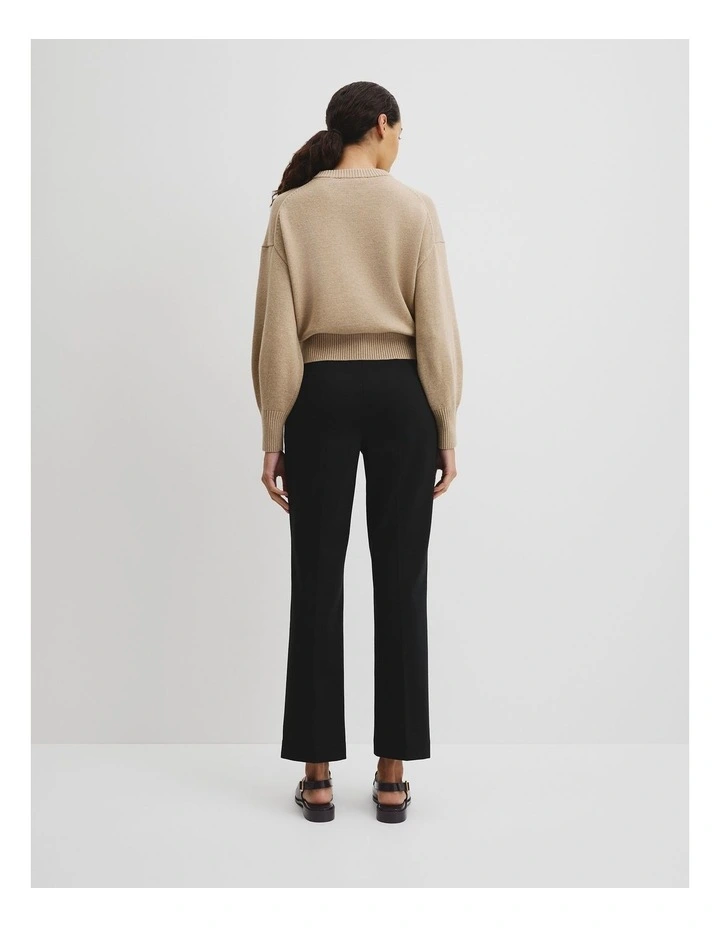 Crop Crew Neck Knit in Almond Marle image 4