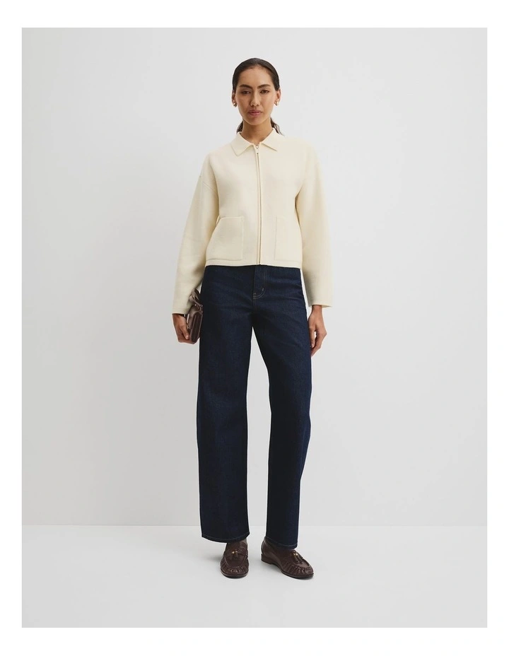 Zip Knit Jacket in Bone image 3