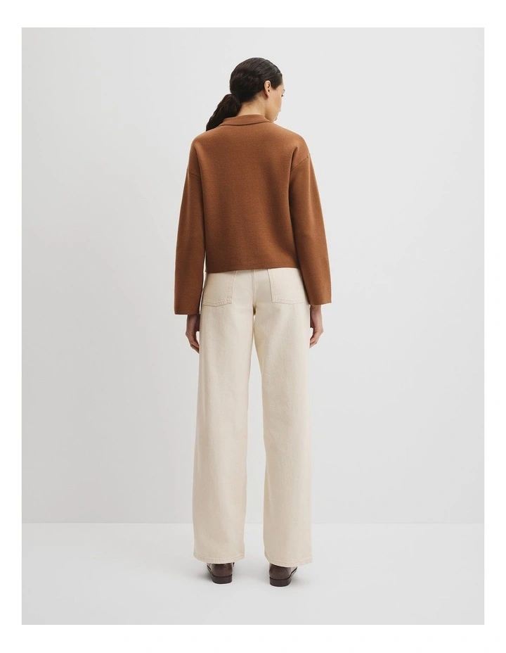 Zip Knit Jacket in Cognac image 4