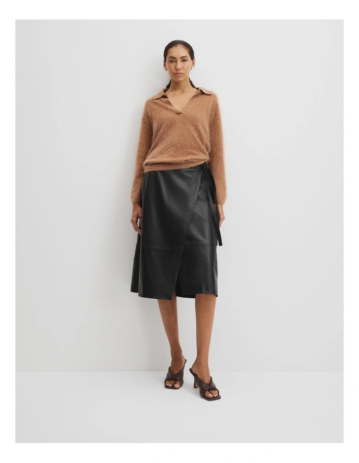 Fluffy Collared Knit in Light Cognac image 3