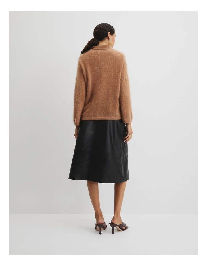 Fluffy Collared Knit in Light Cognac image 4