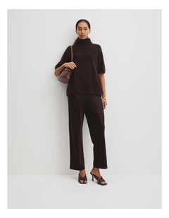 Short Sleeve Fluffy Knit in Cocoa Bean