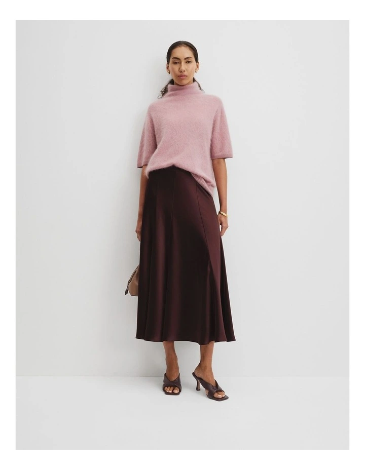 Short Sleeve Fluffy Knit Jumper in Geranium image 1