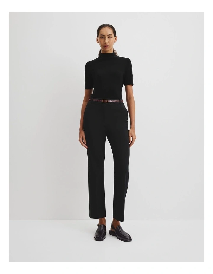 Short Sleeve Wool Silk Knit Jumper in Black image 3