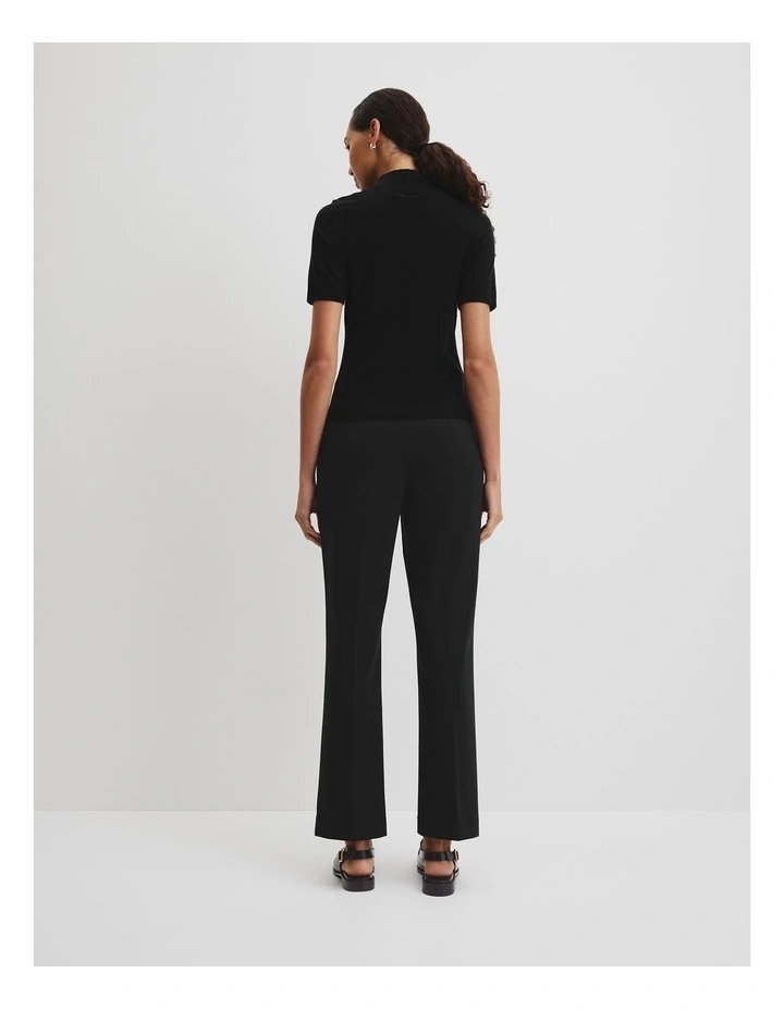 Short Sleeve Wool Silk Knit Jumper in Black image 4