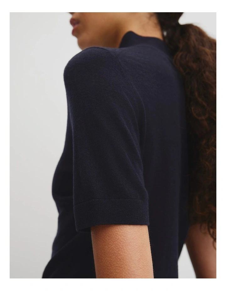Short Sleeve Wool Silk Knit in Twilight image 2