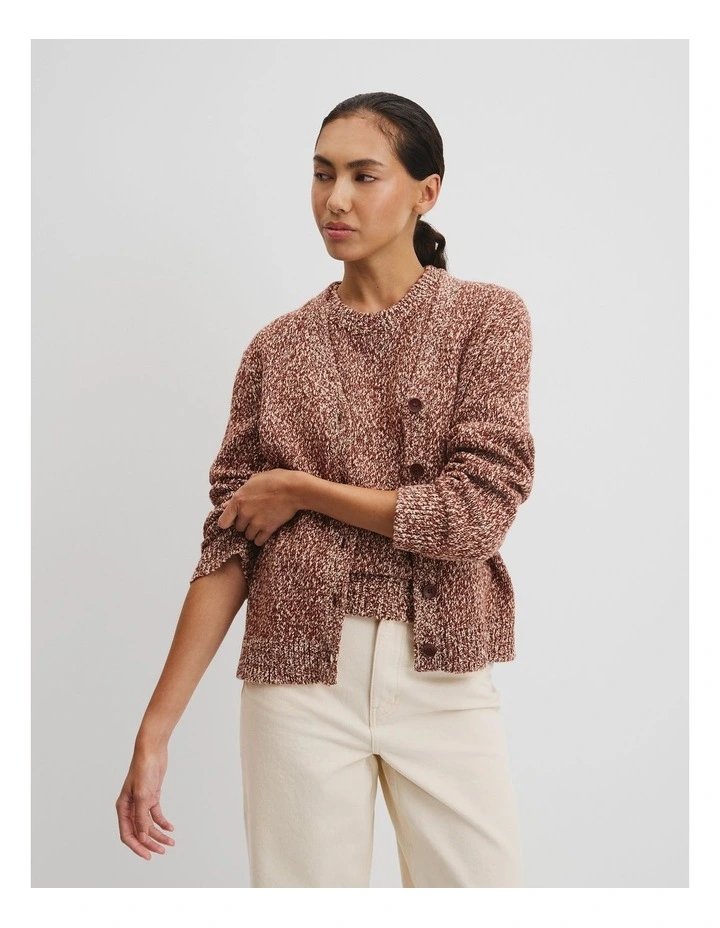 Twist Knit Cardigan in Cognac Twist image 1