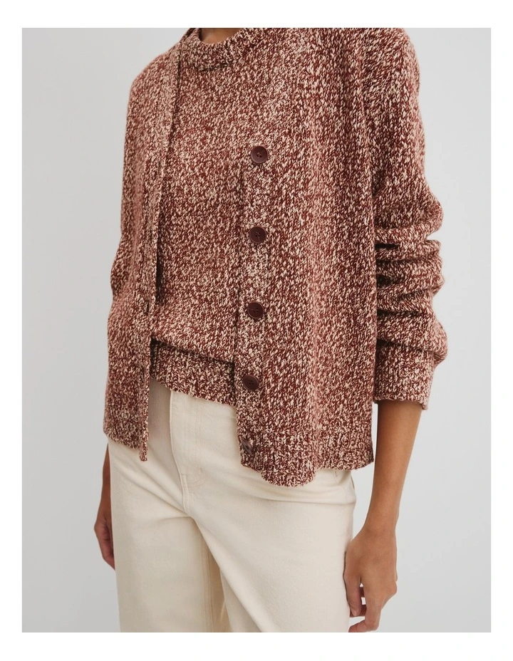 Twist Knit Cardigan in Cognac Twist image 2