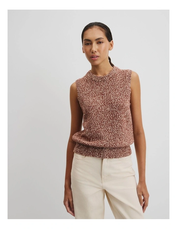 Twist Knit Tank in Cognac Twist image 3