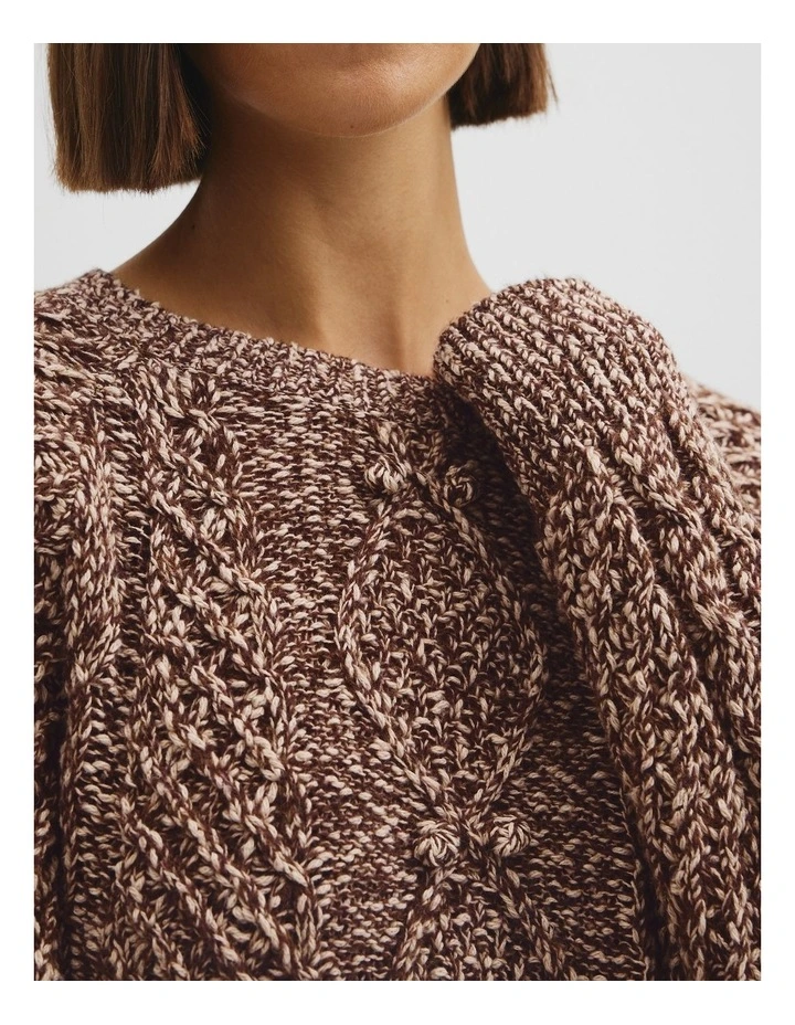 Twist Knit Cable Knit Pullover in Cocoa Bean Twist image 3