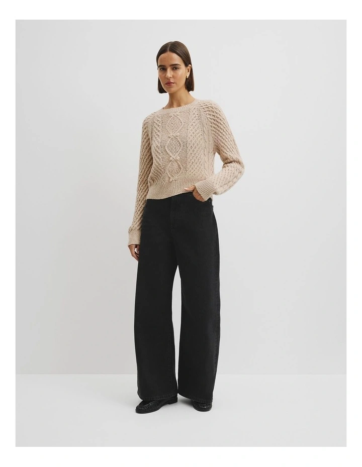 Twist Knit Cable Knit Pullover in Almond Twist image 1