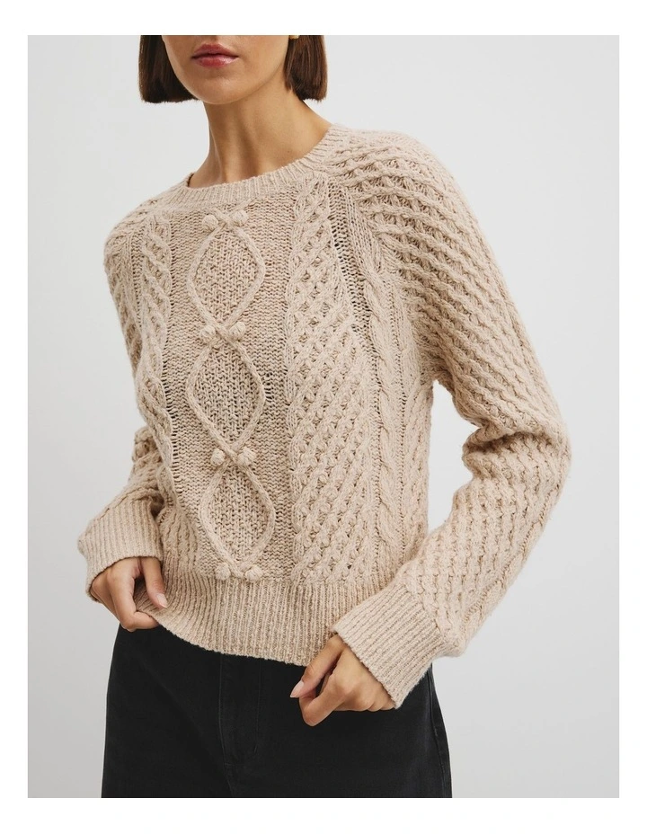 Twist Knit Cable Knit Pullover in Almond Twist image 3