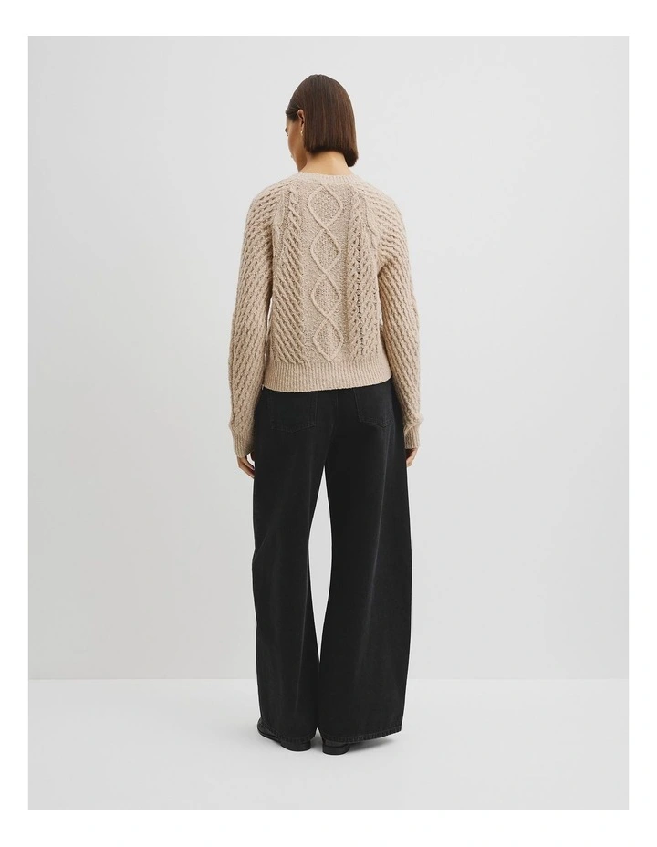 Twist Knit Cable Knit Pullover in Almond Twist image 4