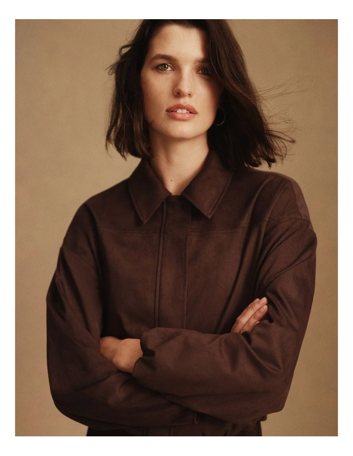 Faux Suede Jacket in Cocoa Bean image 2