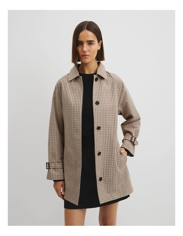 Check Car Coat in Neutral Check image 3