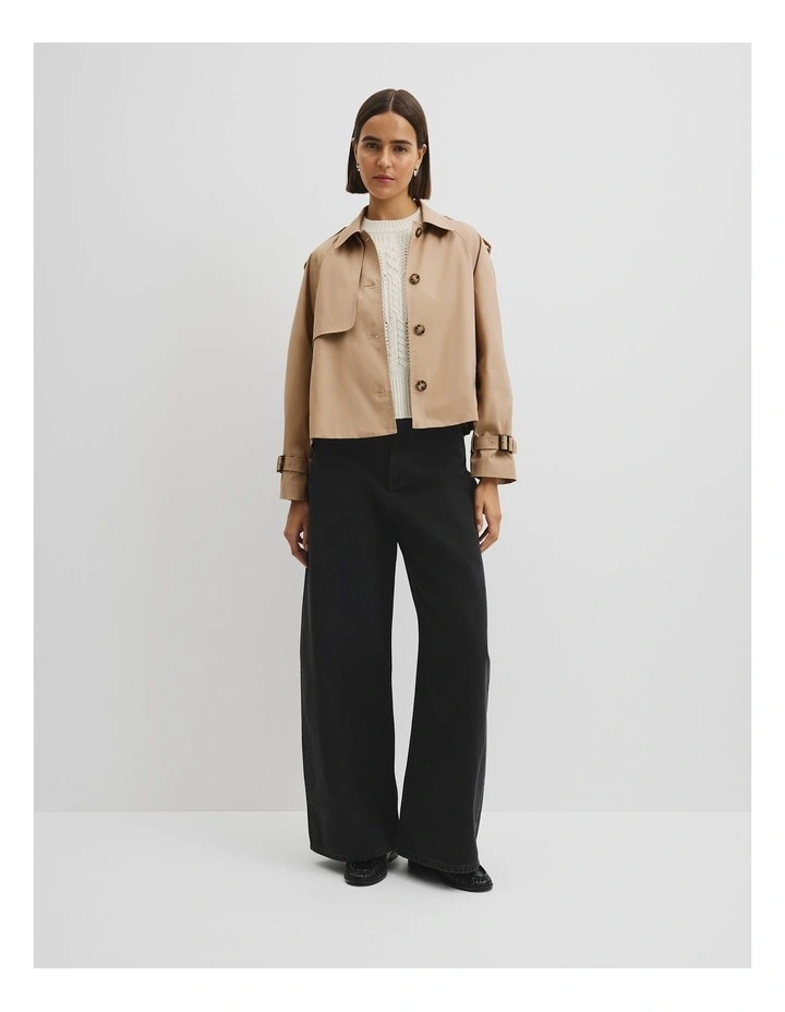 Crop Swing Trench Jacket in Almond image 1