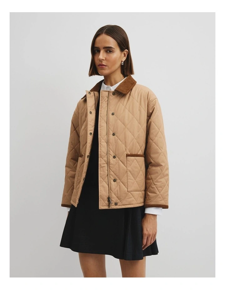 Quilted Barn Jacket in Light Cognac image 1