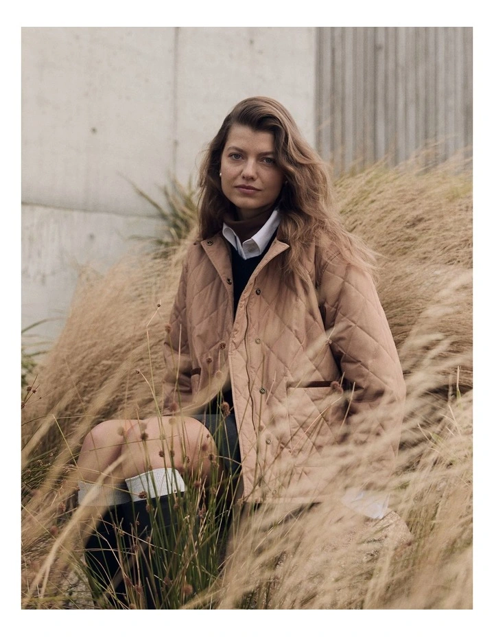 Quilted Barn Jacket in Light Cognac image 2