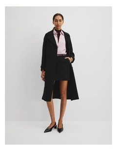 Soft Crepe Trench Coat in Black