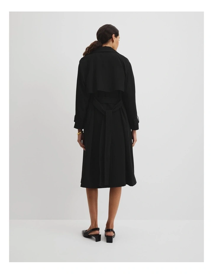 Soft Crepe Trench Coat in Black image 4