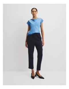 Pleated Tapered Pant in Navy