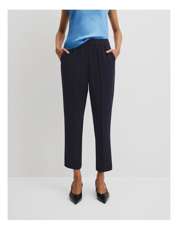 Pleated Tapered Pant in Navy image 2