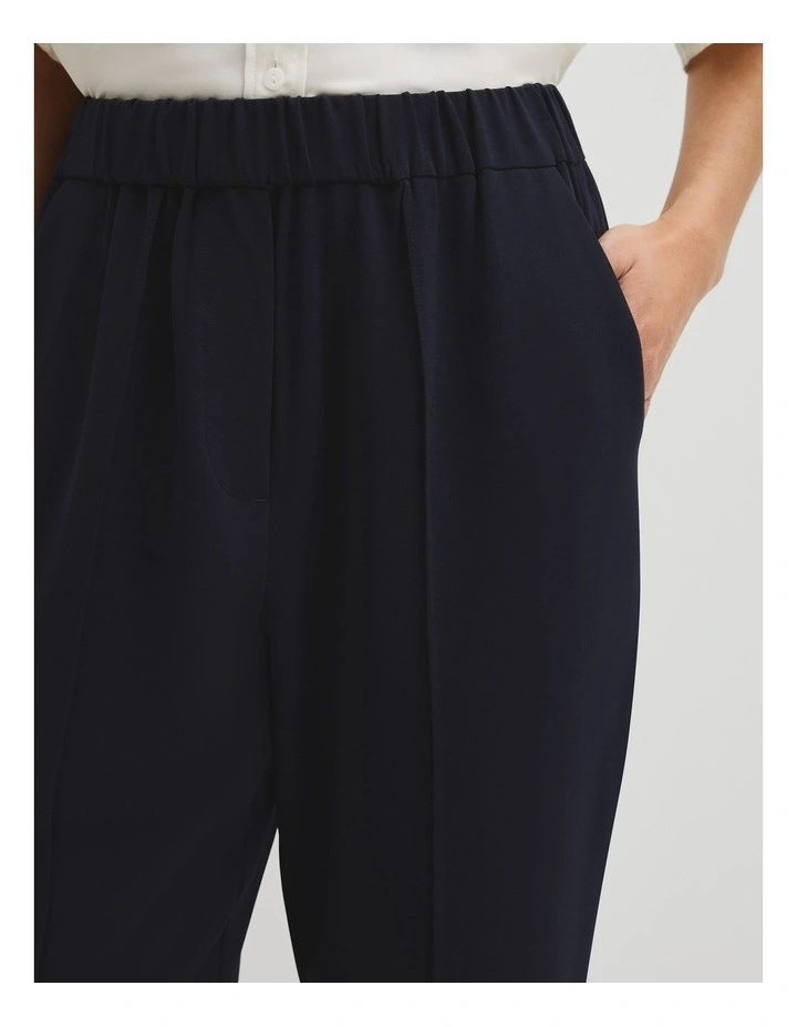 Pleated Tapered Pant in Navy image 3