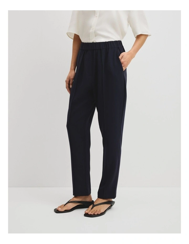 Pleated Tapered Pant in Navy image 4