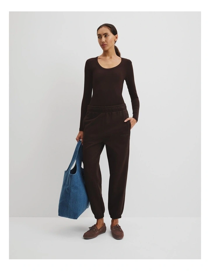 Australian Good Earth Cotton Cuffed Track Pant in Cocoa Bean image 1