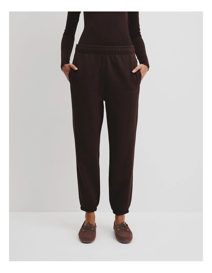 Australian Good Earth Cotton Cuffed Track Pant in Cocoa Bean image 3