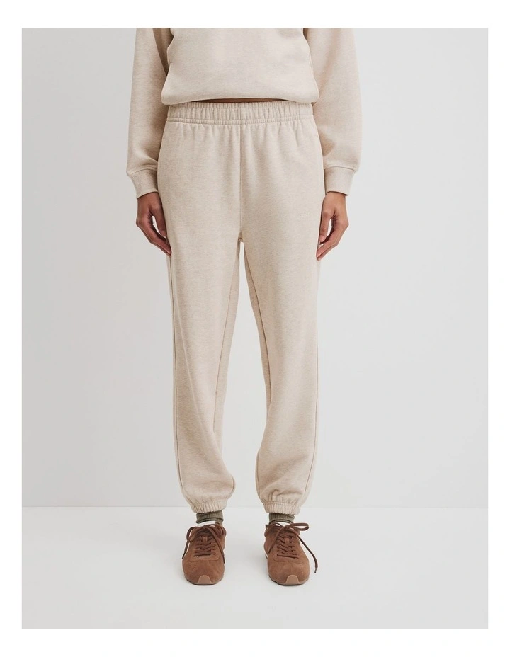 Australian Good Earth Cotton Cuffed Track Pant in Nougat Marle image 2