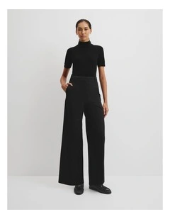 Cotton Sateen Wide Pant in Black