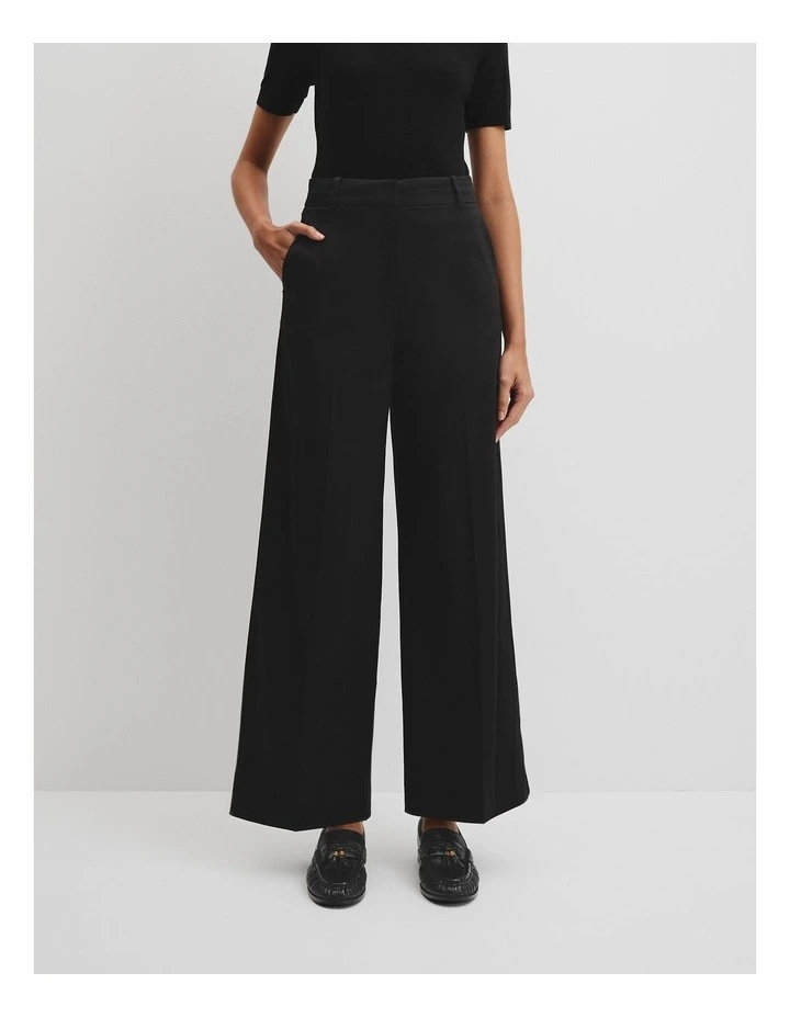 Cotton Sateen Wide Pant in Black image 2
