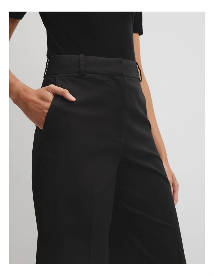 Cotton Sateen Wide Pant in Black image 3