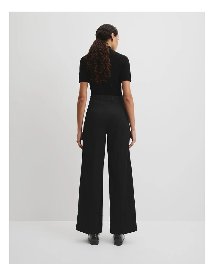 Cotton Sateen Wide Pant in Black image 4