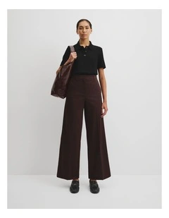 Cotton Sateen Wide Pant in Cocoa Bean