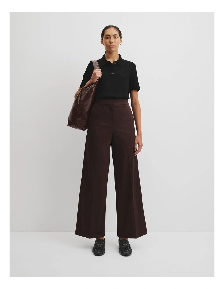 Cotton Sateen Wide Pant in Cocoa Bean image 1