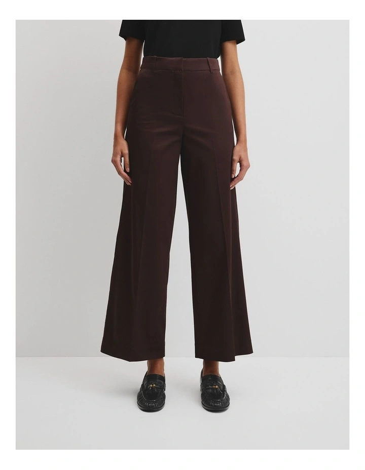Cotton Sateen Wide Pant in Cocoa Bean image 2