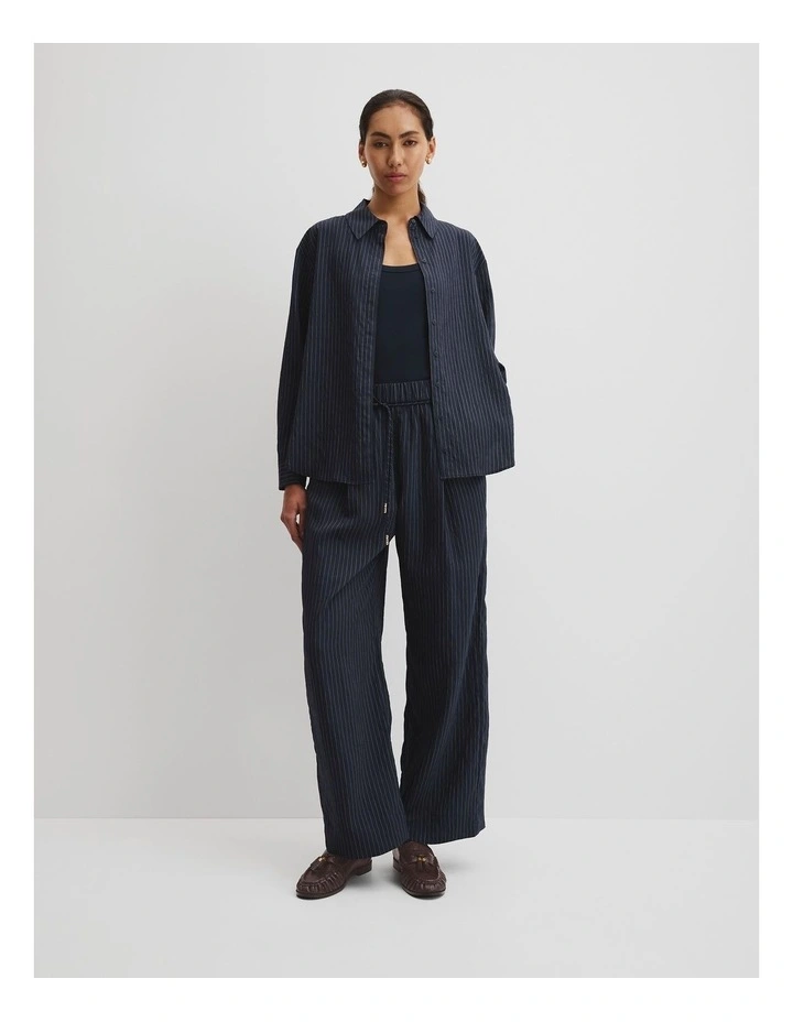 Pinstripe Shirt in Navy Stripe image 3