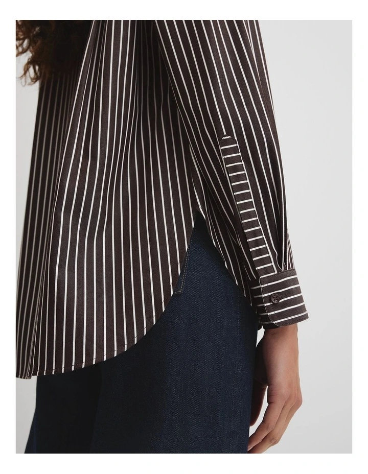 Australian Cotton Stripe Oxford Shirt in Chocolate Stripe image 3
