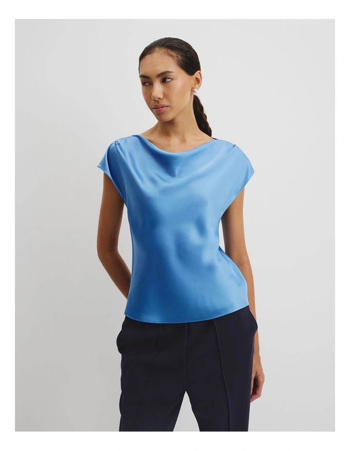 Satin Shell Top in French Blue image 1