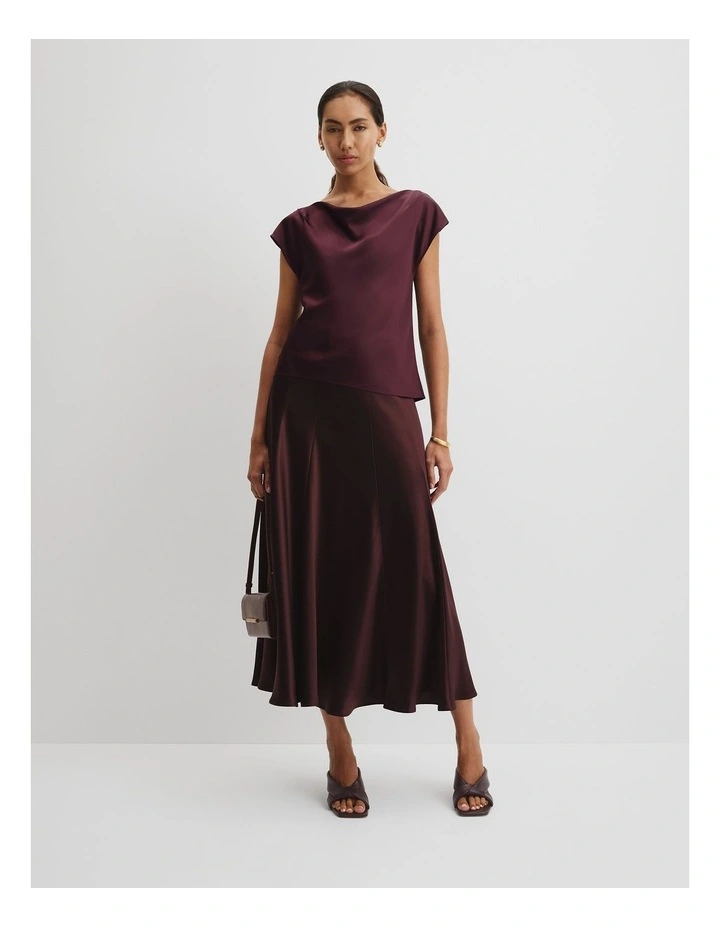 Satin Shell Top in Plum image 1