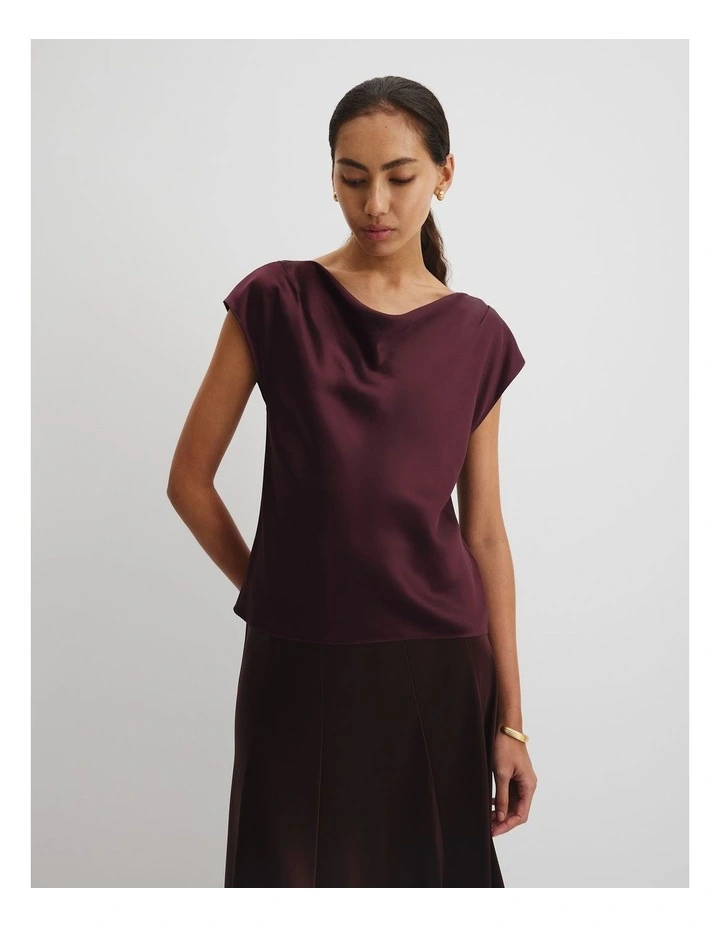 Satin Shell Top in Plum image 2