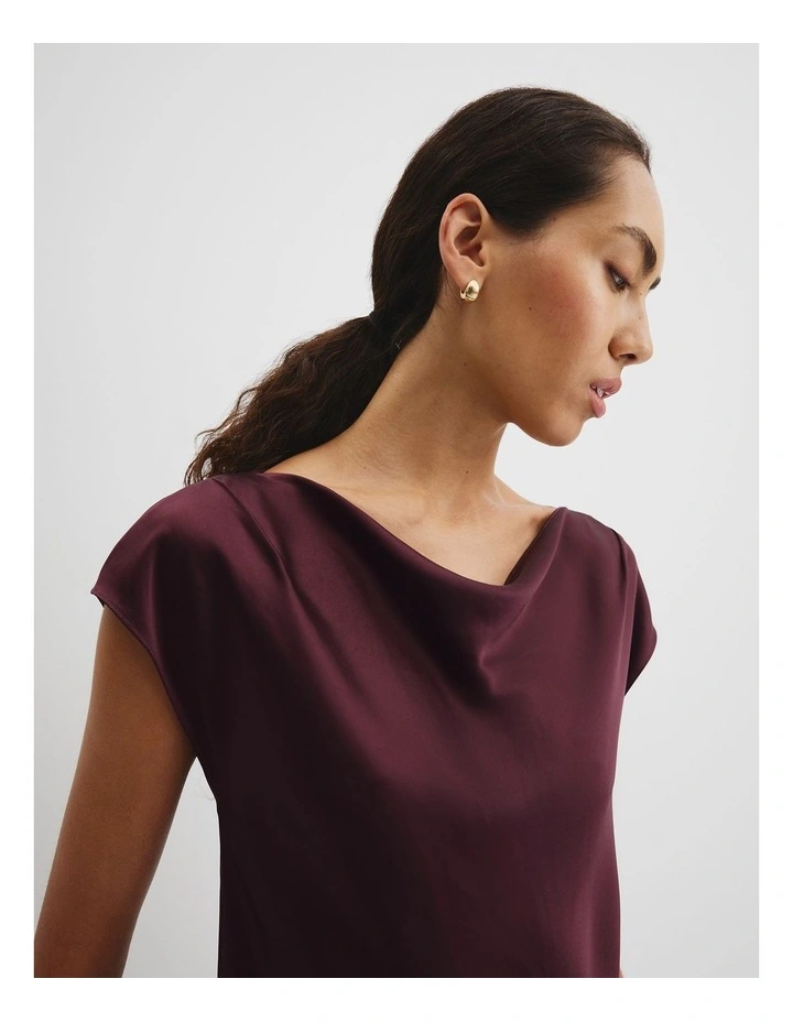 Satin Shell Top in Plum image 3