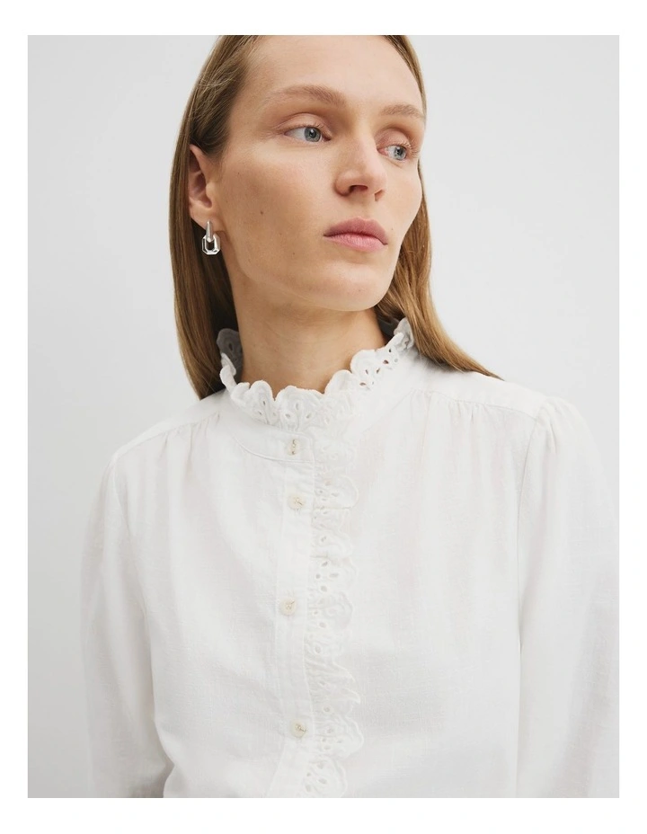 Long Sleeve Ruffle Shirt in Antique White image 2